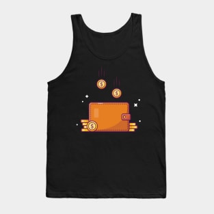 Wallet with  gold coins cartoon Tank Top